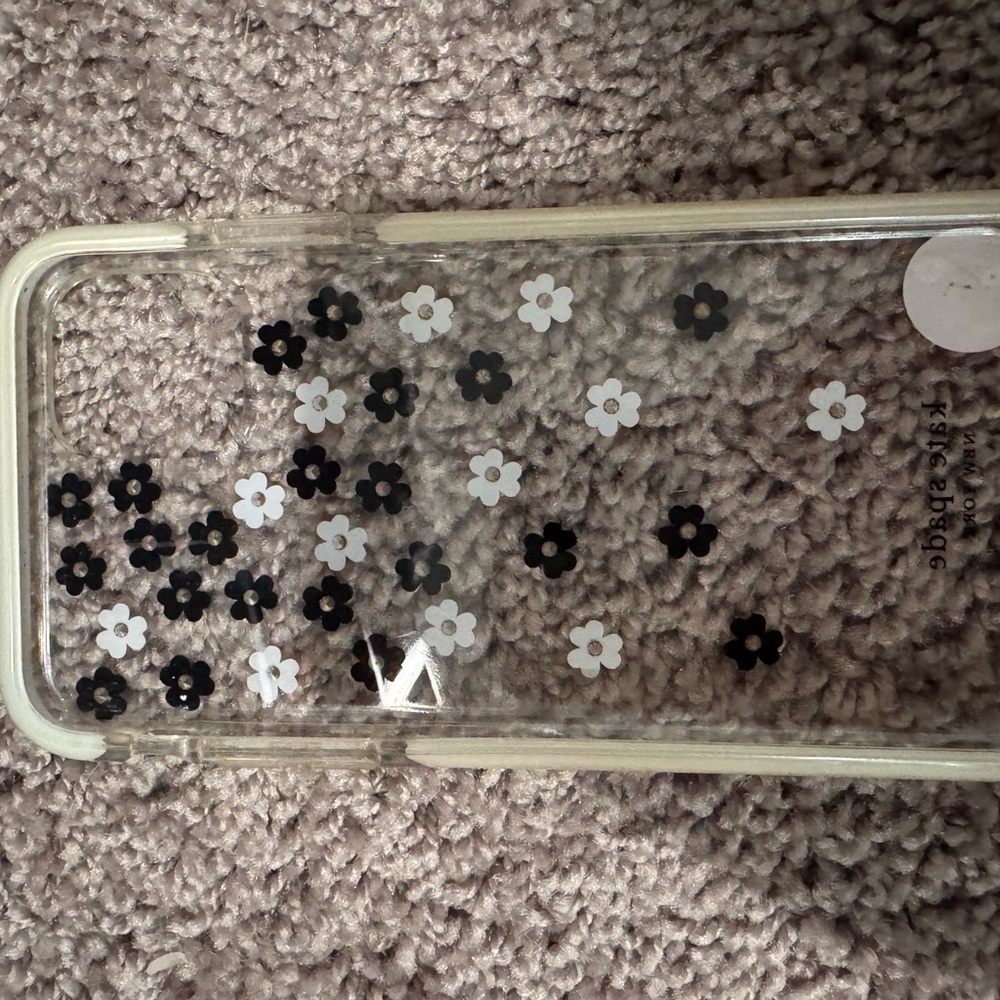 Clear Floral Phone Case with Black and White Flowers